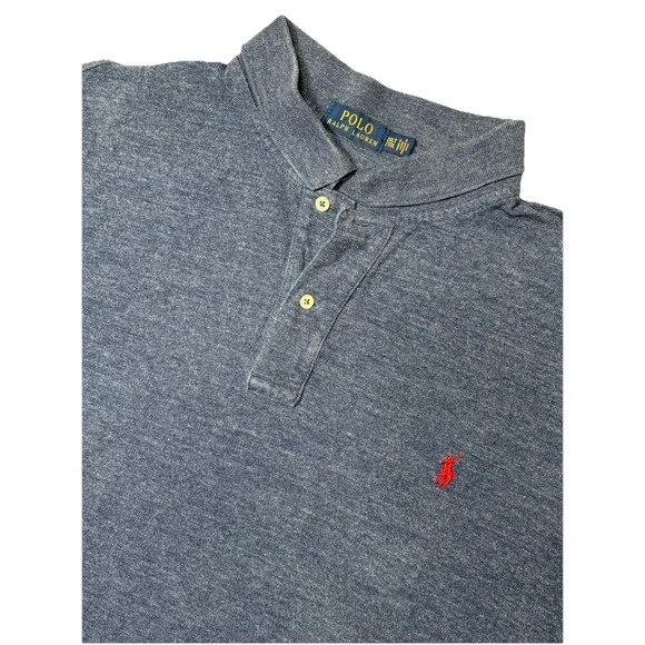 Polo Ralph Lauren Polo Shirt Mens 2XLT Blue Heather Big Tall Red Pony Logo - Picture 1 of 5
